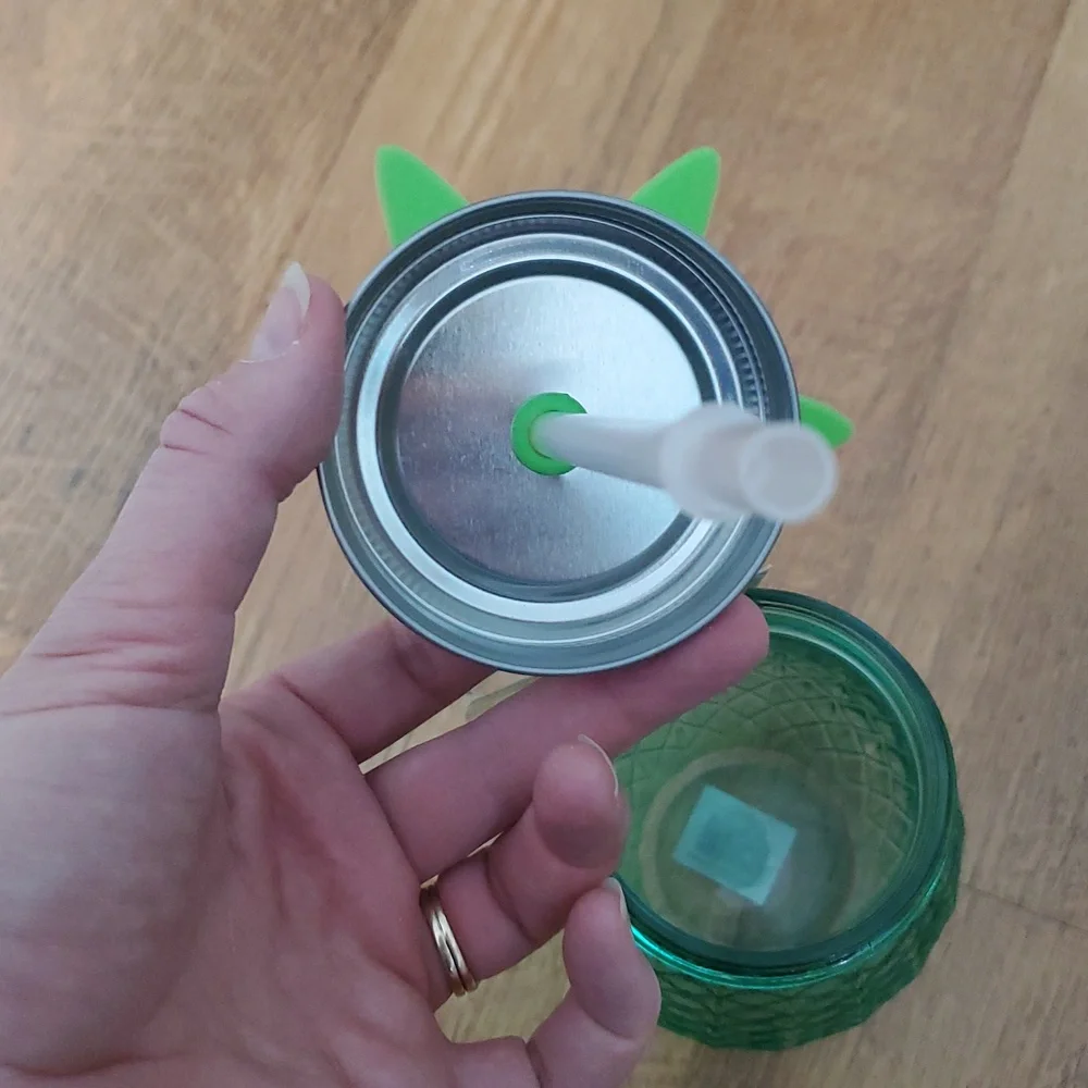 Cabana NWT‎ Green Scored Glass Pineapple Sipper Jar